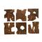14" x 16" Brown Teak Wood Handmade Abstract Wall Décor Set